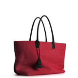 RAFFIA TOTE BAG RED